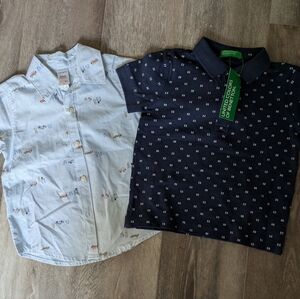 Bundle Carter's Navy Button Down Shirts & United Colors Of Benetton Polo Tshirt